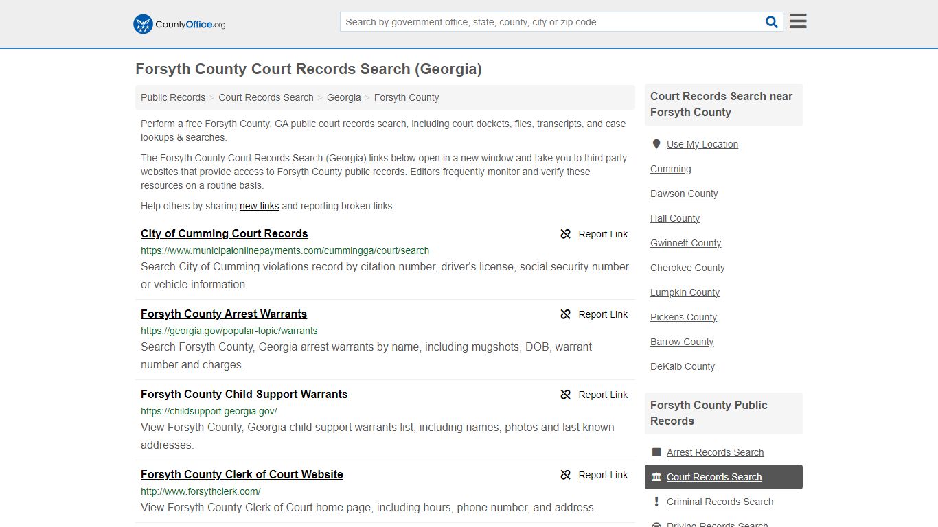 Forsyth County Court Records Search (Georgia) - County Office